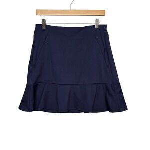 NWT ACEGOLFS Navy Blue Ruffle Hem Skirt Size Med Tennis Golf Athleisure UPF 50+